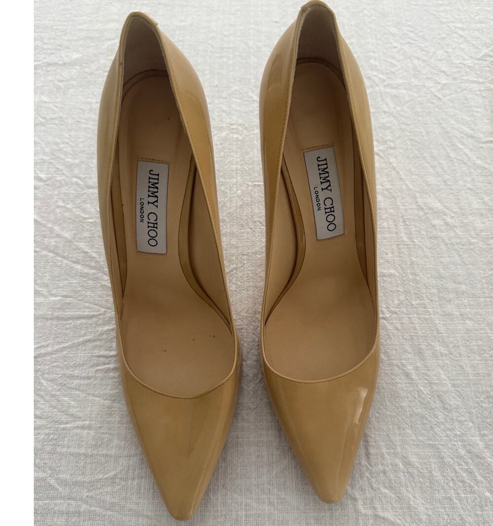 Jimmy Choo | Anouk nude patent leather pump stiletto high heel shoes 39 1/2